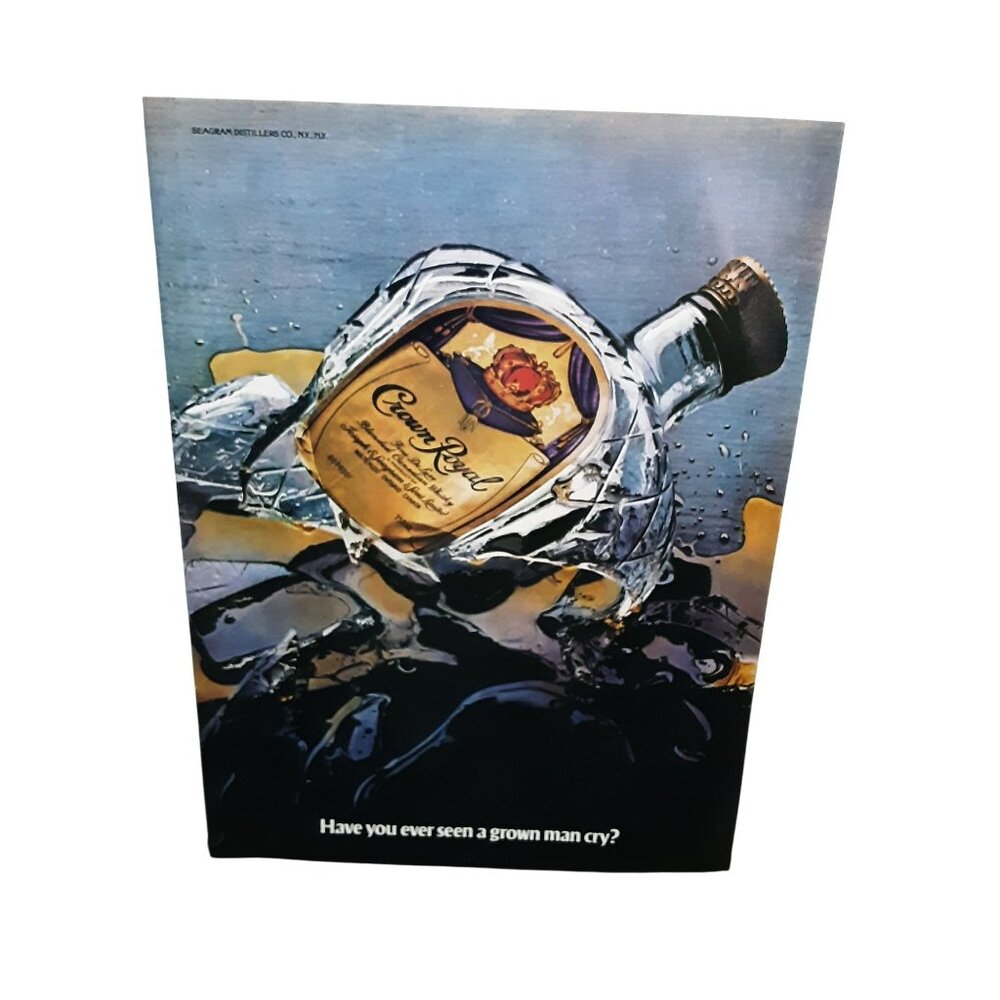 Vintage Crown Royal Ad “Grown Man Cry” 1980s Liquor Whiskey Print Bar Decor